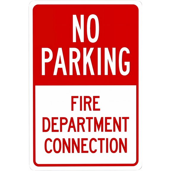 No Parking Fire Department Connection Sign - 8"x12" Metal Security Tin Warning Sign, Fire Connection Decor for Street Business Home Outdoor