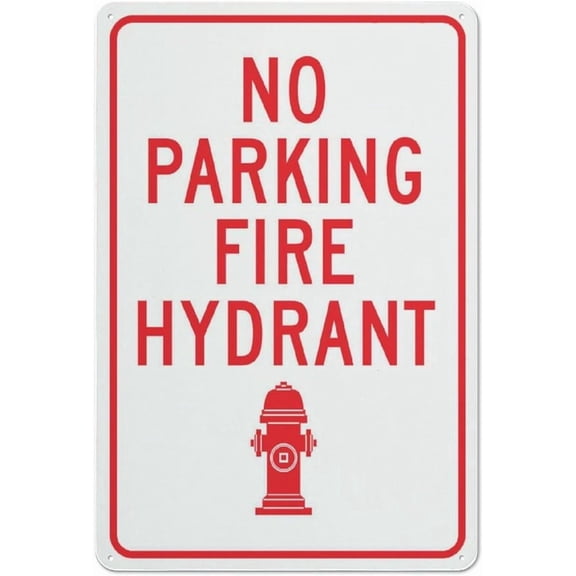 No Parking Fire Hydrant Sign For Business 8"x12" Rust Free Aluminum Uv Printed,4 Pre-Drilled Holes.DurableWeatherproof