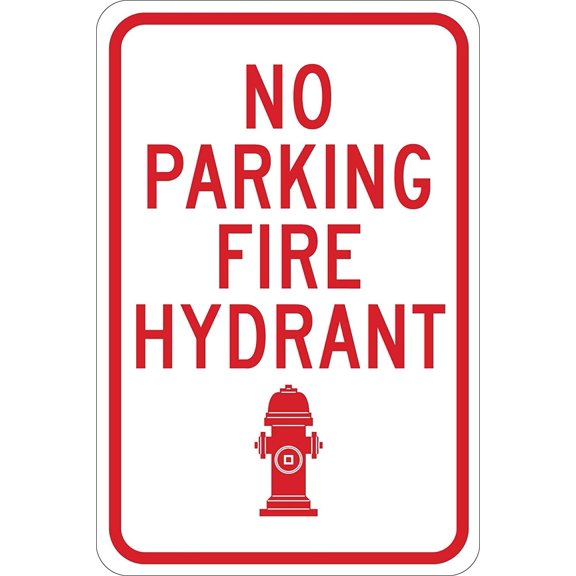 No Parking Fire Hydrant Street Signs Road Yard Warning Decor Notice Sign 8x12 Inch