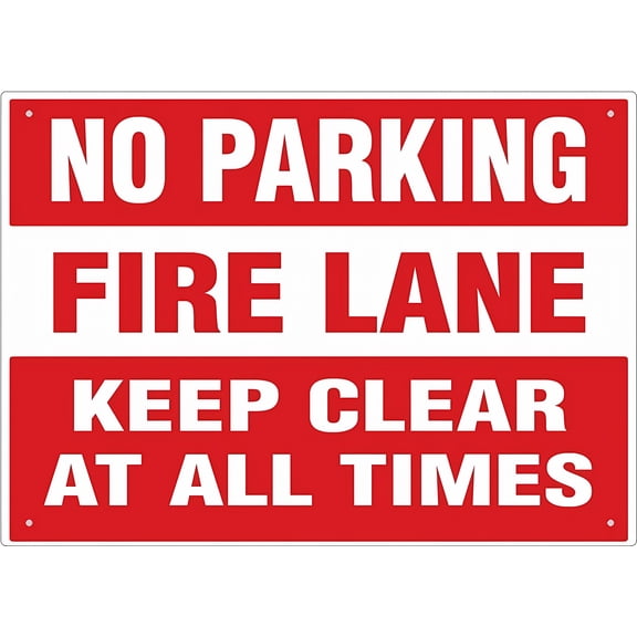 No Parking Fire Lane Keep Clear at All Times Sign - 8"x12" UV Printed Rust-Free Aluminum Yard Sign, for Home Business Driveway