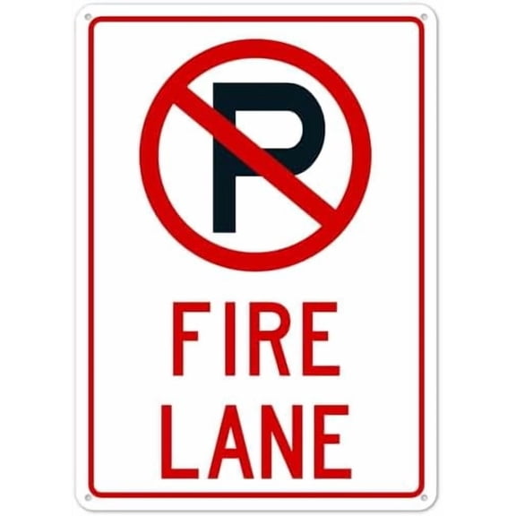 No Parking Fire Lane Sign, Board Parking Signs Metal Sign NO.27106 Metal Tin Sign 8x12 Inch - Clear Warning for Home & Business Use