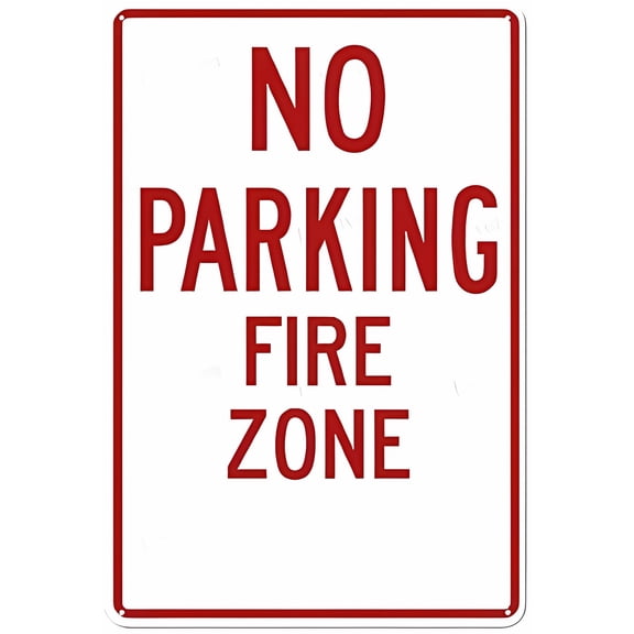 No Parking Fire Zone Aluminum Sign 8"x12" - Fade Resistant, Fire Safety Restriction, Industrial Alert