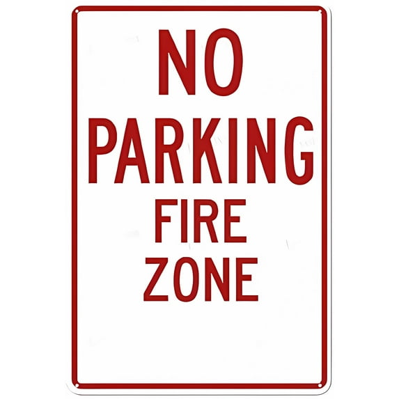 No Parking Fire Zone Sign - 8"x12" Aluminum Metal Sign, Fade Resistant, Fire Safety Restriction Sign, Industrial Commercial Alert