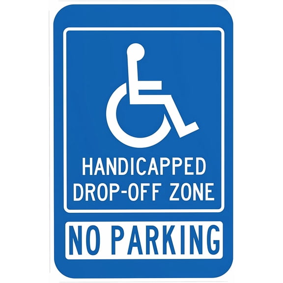 No Parking Handicapped Drop-Off Zone Warning Sign - 8"x12", Metal Security Decor for Home, Business, Yard, Easy to Mount