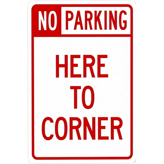 No Parking Here to Corner Sign - 8"x12" Metal Security Tin Warning Sign, Corner Parking Decor for Street Business Home Wall Outdoor