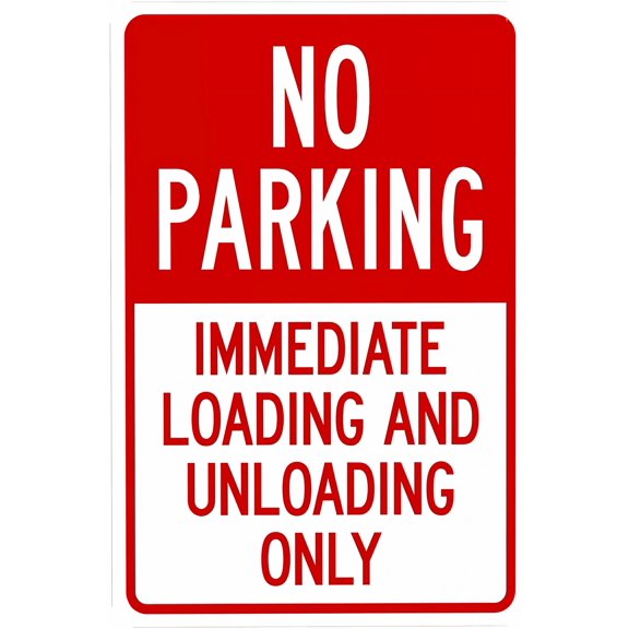 No Parking Immediate Loading And Unloading Only Sign - 8"x12", Metal Security Decor for Home, Business, Yard, Garden