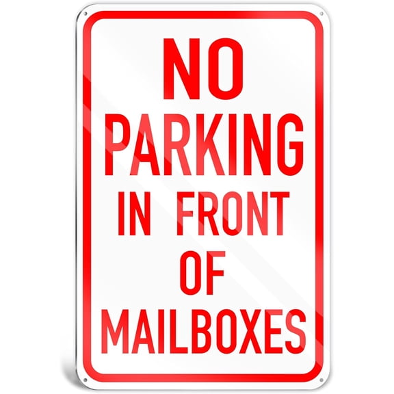 No Parking In Front Of Mailbox Sign, 8x12 Inch Aluminum Do Not Block Mailbox Sign For Driveway Or Street