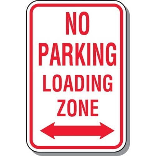 No Parking Loading Zone Metal Aluminum Sign with Double Arrow Size: 8" x 12"