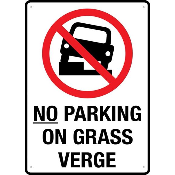 No Parking On Grass Verge Sign 12 X 8 Inch Metal Sign, Rustproof Aluminum, Multicolor