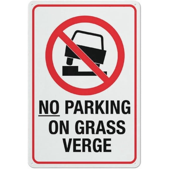 No Parking On Grass Verge Sign Metal Signs 12X8 Inch Rust Free Aluminum,Weatherproof Outdoor For Home