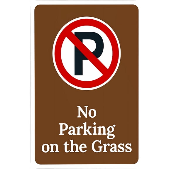 No Parking On The Grass Warning Sign, Rules Metal Sign - 8"x12" Safety Decor for Indoor Outdoor Road Yard Garage Home Business Street Wall