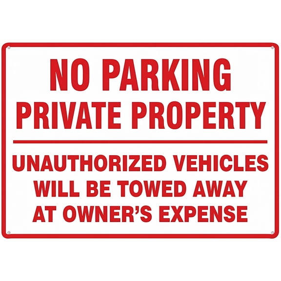 No Parking Private Property Vintage Tin Sign - 12×8 Inches, Metal Warning Decor, Home Farm Bar Coffee Shop Club Wall Decor