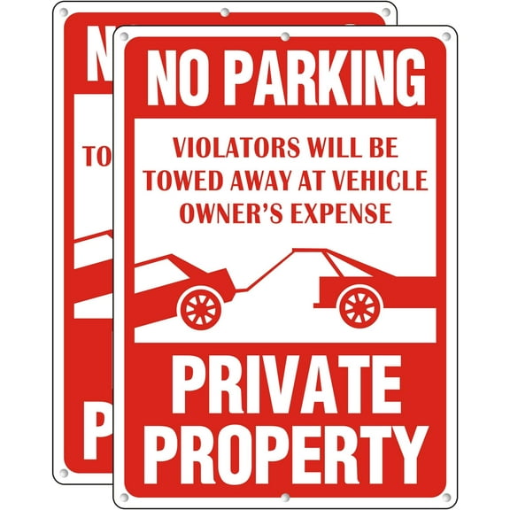 No Parking Sign, 10 x 14 Inches Violators Will Be Towed Signs, Reflective Aluminum Weather Resistant and Rust Free Warning Sign (2 PACK)