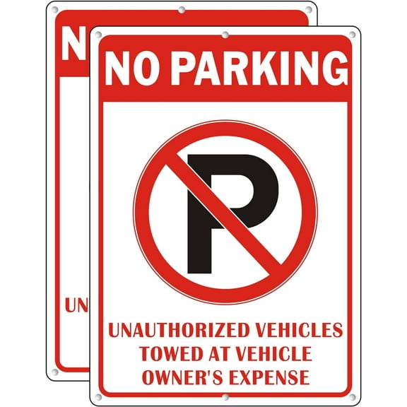 No Parking Sign, 10 x 14 Inches Violators Will Be Towed Signs, Reflective Aluminum Weather Resistant and Rust Free Warning Sign ()