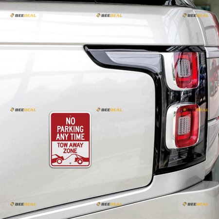 No Parking Sign Tow Away Zone Car Magnet Magnetic Sticker Decal - 2 Pack Reflective 4" - for Auto Truck Van Reusable Waterproof