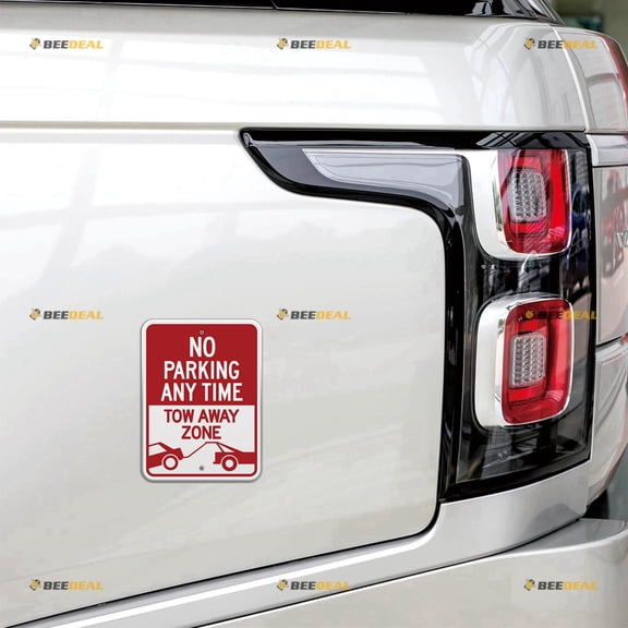 No Parking Sign Tow Away Zone Car Magnet Magnetic Sticker Decal - 2 Pack Reflective 4" - for Auto Truck Van Reusable Waterproof