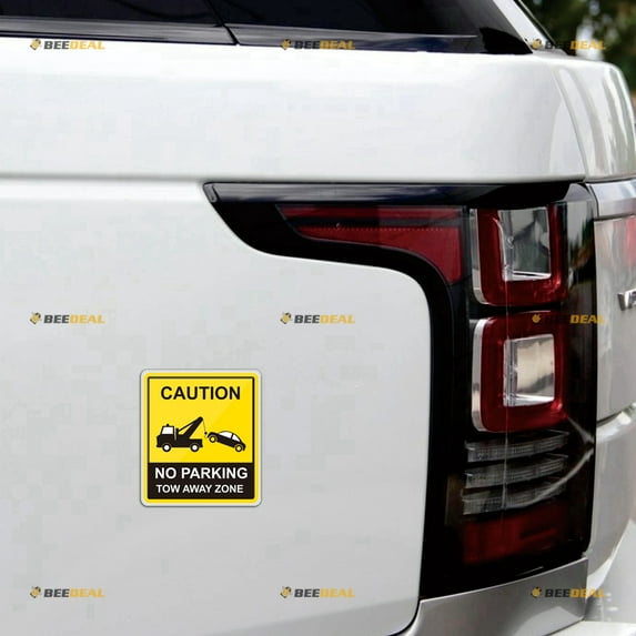 No Parking Sign Tow Away Zone Car Magnet Style b Yellow Magnetic Sticker Decal - 2 Pack Reflective 4" - for Auto Truck Van Reusable Waterproof