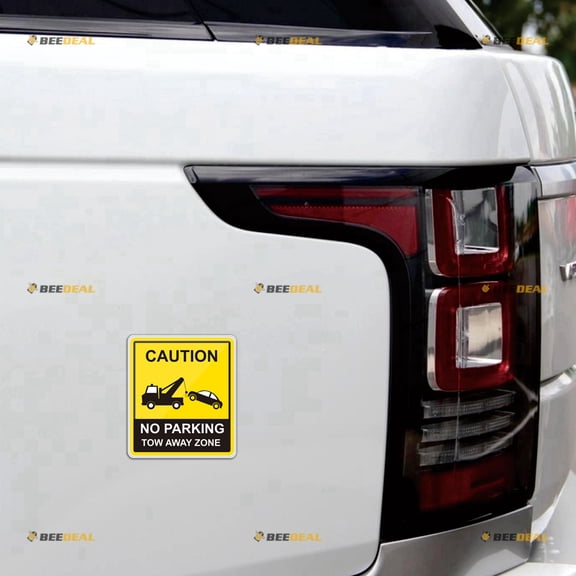 No Parking Sign Tow Away Zone Car Magnet Style b Yellow Magnetic Sticker Decal - 2 Pack Reflective 4" - for Auto Truck Van Reusable Waterproof