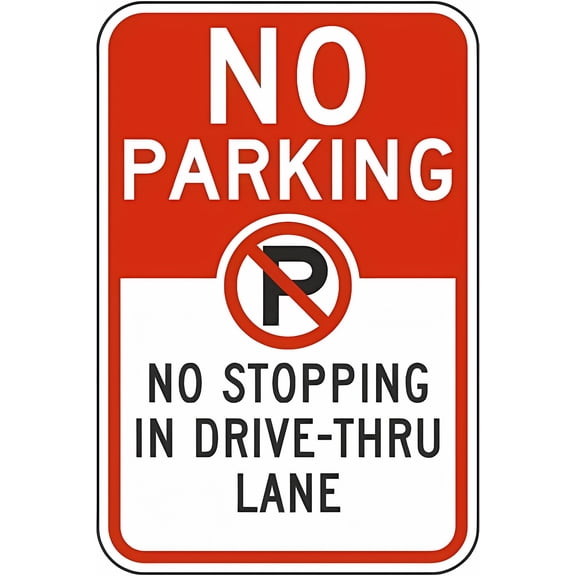 No Parking Stopping in Drive-Thru Lane - 8"x12" Metal Tin Sign, Drive-Thru Decor for Home Work Outdoor Indoor Business