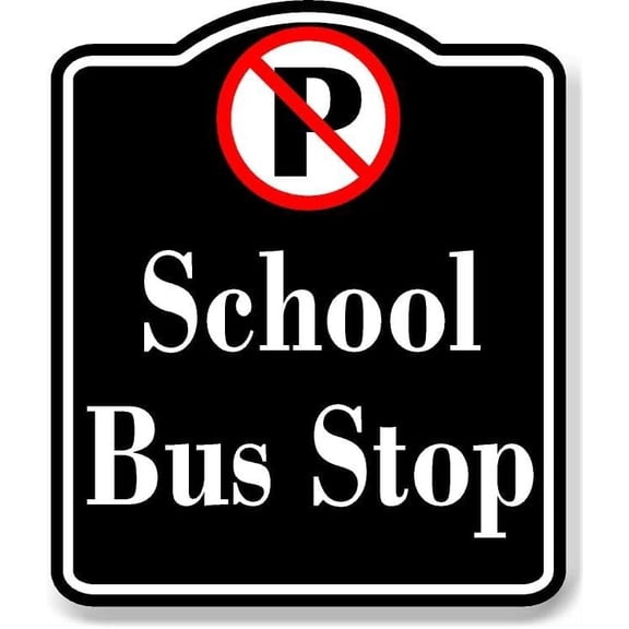 No Parking Symbol School Bus Stop BLACK Aluminum Composite Sign, 8.5"x10"