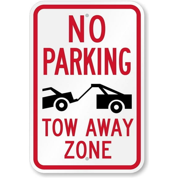 No Parking Tow Away Zone Metal Aluminum Sign SIZE: 8" x 12"