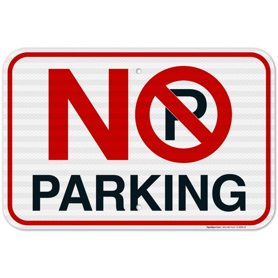 No Parking With Large Symbol Sign, 12x18 Reflective Aluminum EGP
