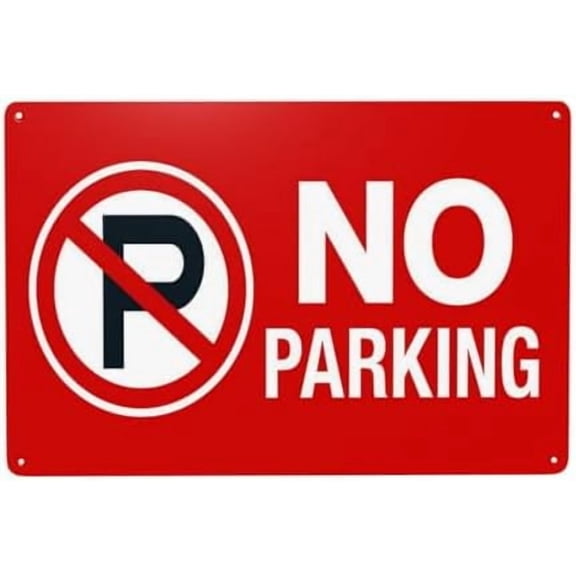 No Parking With Symbol Sign Metal Signs, Cautions Tin Sign, Warning Signs, Street Business 12 X 8 Inch For Home Wall Art Decor Metal Tin Sign