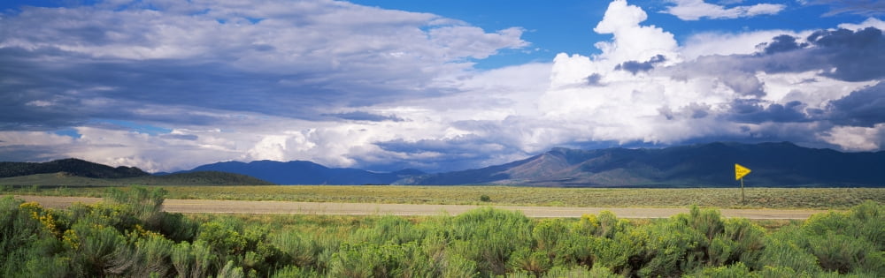 No Passing sign at the roadside Taos County New Mexico USA Canvas Art - Panoramic Images (36 x 12)