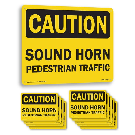 No Pedestrian Traffic OSHA Caution Aluminum Sign 14 Inch x 10 Inch - 10 Pack