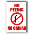 thumbnail image 1 of No Peeing No Orinar English Spanish Bilingual With Graphic Hilarious Epic Funny Novelty Caution Alert Notice Note Metal 8"x12" Sign Plate, 1 of 5