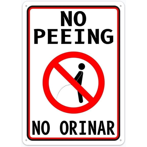 No Peeing No Orinar Rustic 8"x12" Metal Tin Sign - Outdoor & Home Wall Decor for Cafe, Bar & Kitchen