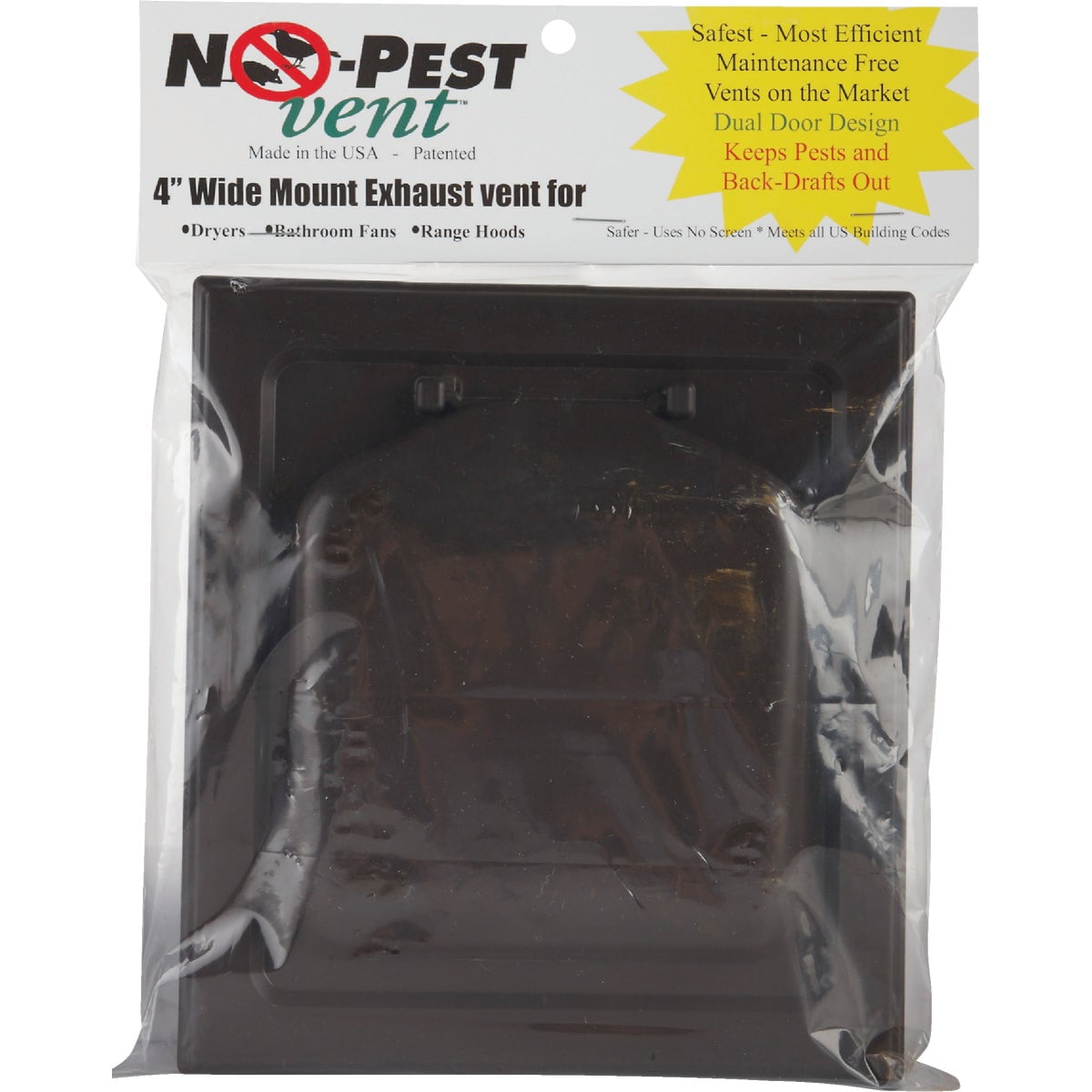 No-Pest Vent 4 In. Brown Plastic Wide Mount Dryer Vent Hood NPWRB - Pest Guard
