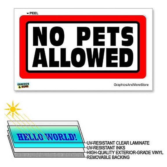 No Pets Allowed - 12 in x 6 in - Laminated Sign Window Business Sticker