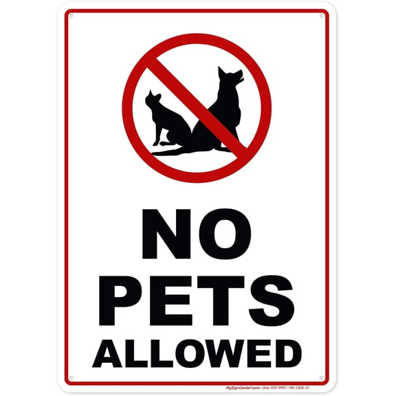No Pets Allowed Sign, 10x14 Inches, Rust .040 Aluminum, Fade , Made in by