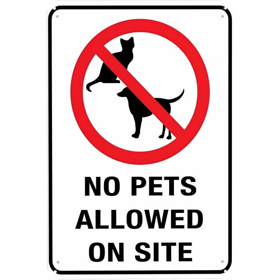 No Pets Allowed on Site Sign - 8"x12" Vintage Metal Warning Sign, Pet Restriction Decor for Home Farm Bar Coffee Shop Club Outdoor Indoor