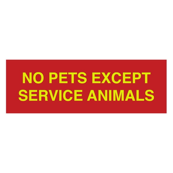 No Pets Except Service Animals Sign - Medium (Red-Yellow)