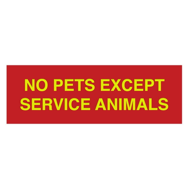 No Pets Except Service Animals Sign - Medium (Red-Yellow)