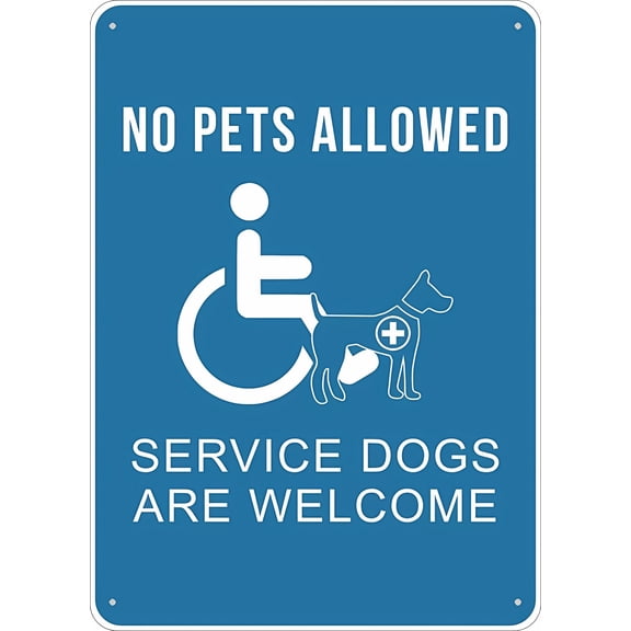 No Pets Except Service Dogs Sign - 8"x12" Premium Aluminum Yard Sign, Sun-Proof Rust-Free, Home Outdoor Pet Restriction Signage