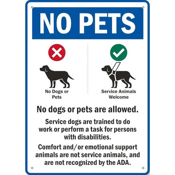 No Pets No Dogs Or Pets Allowed For House Door Office Business Yard,Metal Aluminum Rust Free Sign - 12" X 8", Pre-Drilled Holes, Weather Resistant