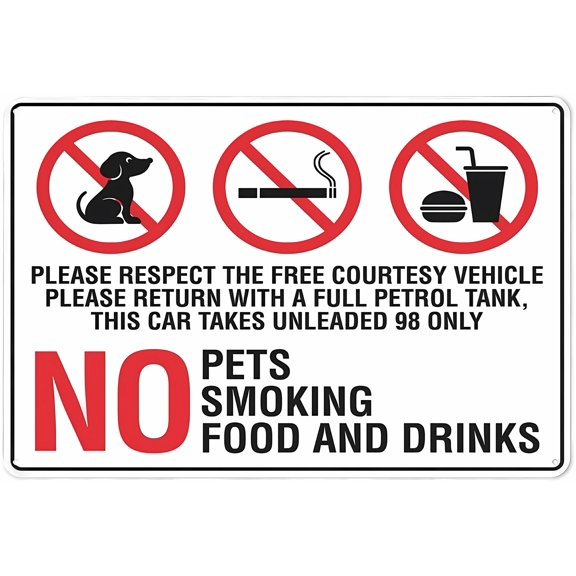 No Pets No Smoking No Food And Drinks Warning Sticker - 12×8 Inches, Security Sign, Outdoor Safety Decor