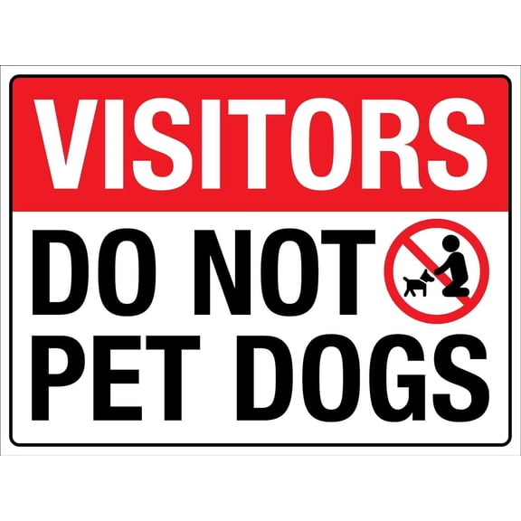 No Petting Dogs Warning Metal Tin Sign, Visitors Do Not Pet Dogs Caution Notice for Yard, Office, Outdoor and Indoor Safety, 8 x 12 Inch