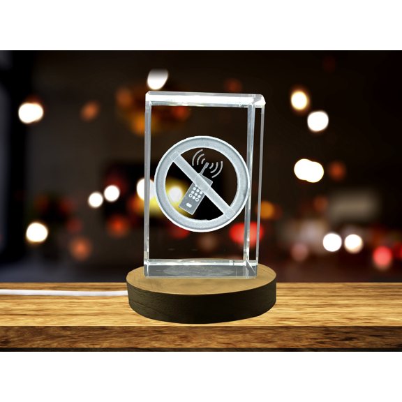 No Phone Calls 3D Engraved Crystal Symbols Gift
