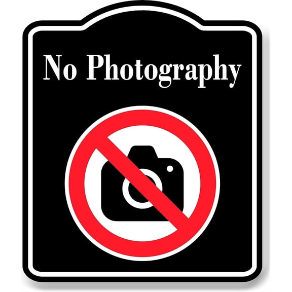 No Photography Symbol BLACK Aluminum Composite Sign, 8.5"x10"
