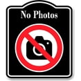 thumbnail image 1 of No Photos Symbol Prohibition BLACK Aluminum Composite Sign, 20"24", 1 of 5
