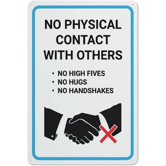 No Physical Contact With Others With Icon Sign 8"x12" - Home Kitchen Farm Garden Garage Wall Decor, Physical Contact Sign