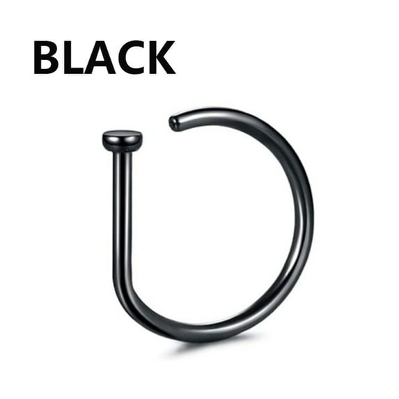 No-Piercing Nose Ring – Stainless Steel Fake Hoop, Punk Fashion Clip-On Body Jewelry (Silver, Black)