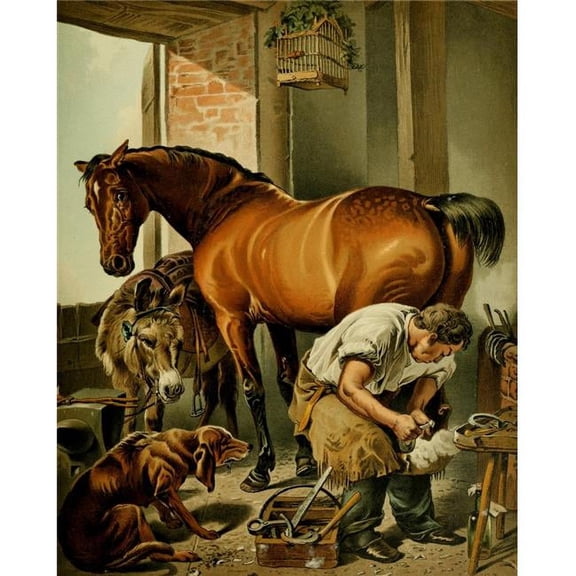 No Place Like Home N.D. Shoeing The Bay Mare Poster Print by Edwin Landseer, 18 x 24