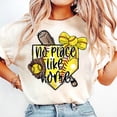 thumbnail image 1 of No Place Like Home T-Shirt, Yellow Softball Bow Shirt, Baseball Mom T-Shirt, Summer Game Day T-Shirt, Sports Sublimation Gift, 1 of 5