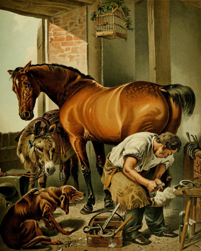 No Place Like Home nd Shoeing the Bay Mare Canvas Art - Edwin Landseer (18 x 24)