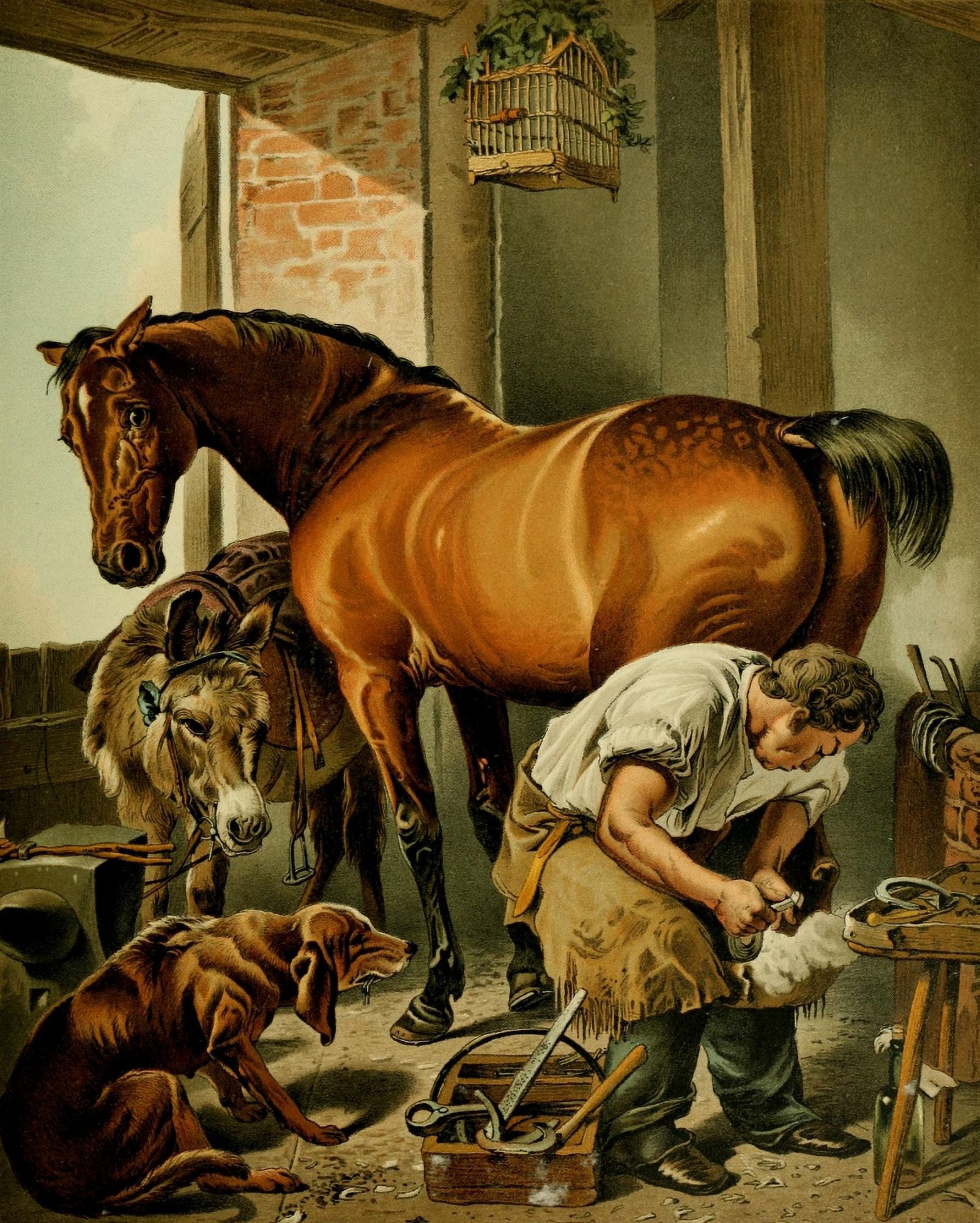 No Place Like Home nd Shoeing the Bay Mare Canvas Art - Edwin Landseer (24 x 36)